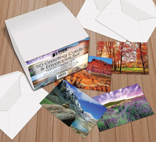 Miniatura 4 de Better Office Products Juego de caja de 50 tarjetas de felicitación para todas las ocasiones, 4 x 6 pulgadas, 50 tarjetas de notas en blanco