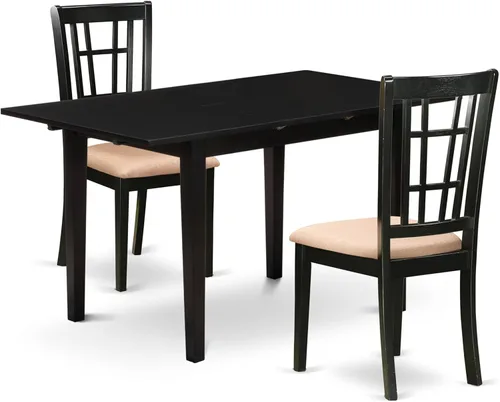 Miniatura 12 de East West Furniture NONI5-WHI-W - Juego de mesa de cocina de 5 piezas para 4 personas, incluye una mesa de comedor rectangular con hojas de mariposa