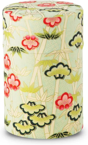 Miniatura 14 de NOREN Lata de Té Japonés (Papel Yuzen Washi), Tamaño de 3.5 oz Hecho en JAPÓN con Tapa Interior Incluida Hermética a Prueba de Humedad/Frasco