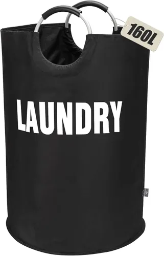 Miniatura 14 de DOKEHOM - Canasta de lavandería extragrande de 125 litros, bolsa de lavandería plegable, canasta de ropa alta y autónoma, contenedor de lavado Beige