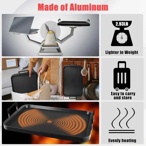 Miniatura 6 de Parrilla plana - Plancha antiadherente para estufa, aluminio, apta para lavavajillas