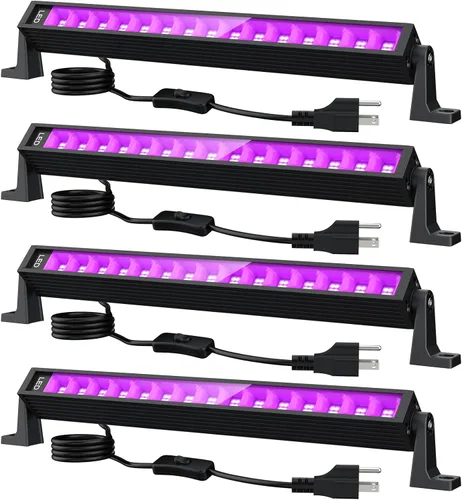 Miniatura 10 de Barra de luz LED negra de 38 W, barras de luz negra con enchufe e interruptor, área de 22 x 22 pies para fiesta brillante, fiestas de Halloween
