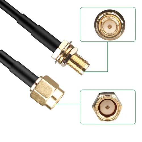 Miniatura 3 de traderplus Paquete de 3 cables de extensión RP-SMA macho a hembra de 10 pies Router WiFi Extensor de antena