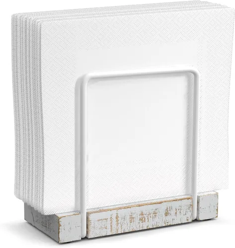 Miniatura 37 de Wican Bandeja para toallas de invitados para baño, servilletas de madera y hierro para tocador, mesa de comedor, cesta de madera para toallas