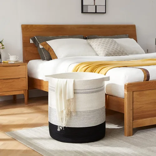 Miniatura 2 de OIAHOMY Cesta de lavandería de 80 L, cesta de almacenamiento con asas, canasta decorativa para sala de estar, cesta de almacenamiento tejida