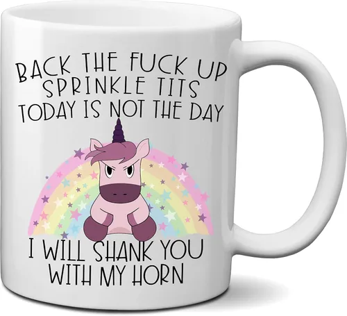 FanCabin Taza de café Back the F Up Unicorn – Regalo para mujeres y hombres – 11 oz