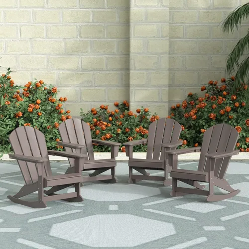 Miniatura 136 de WestinTrends Silla mecedora Malibu de poliéster para exterior/patio Adirondack, Negra