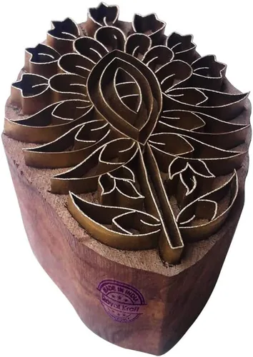 Miniatura 13 de Sello de Arcilla de Madera con Patrón de Loto de Latón para Impresión Rural BSCtag001