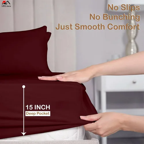 Miniatura 6 de ARlinen Juego de sábanas divididas tamaño Queen, 5 piezas, 100% algodón egipcio, bolsillo profundo de 16 pulgadas, ropa de cama suave de lujo