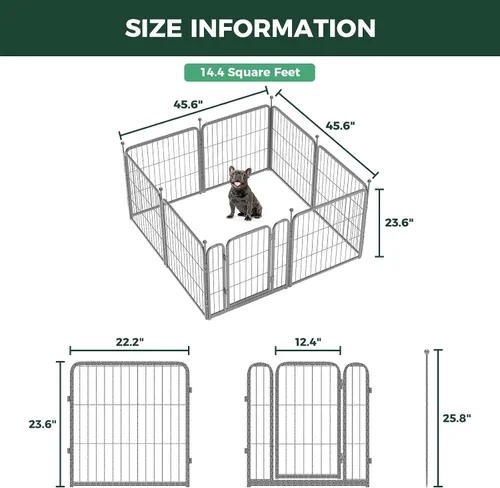 Miniatura 7 de FXW Aster - Corralito para perros diseñado para patio, 24 pulgadas, 8 paneles