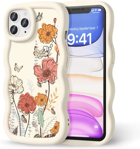 Miniatura 40 de Compatible con iPhone SE/8/7 Funda para Mujeres y Niñas, Marco Ondulado Rizado con Patrón Lindo, Estética Delgada Suave Silicona TPU Parachoques