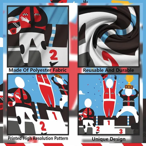 F1 - Cartel de podio de trofeo de carreras de autos de carreras para fiestas de coches de carreras, deportes, decoración temática de bandera para