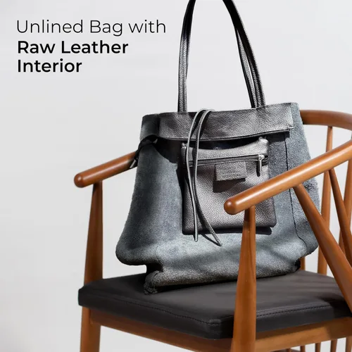 Miniatura 5 de Bolso de mano italiano de piel auténtica para mujer, con cremallera, grande, alto, suave, sin forro, para compras, trabajo, viajes