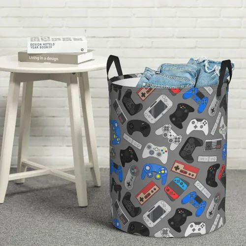 Miniatura 7 de Controlador de videojuegos con fondo gris, cesta de almacenamiento para juguetes, organizador de ropa, para el hogar, baño, dormitorio, guardería