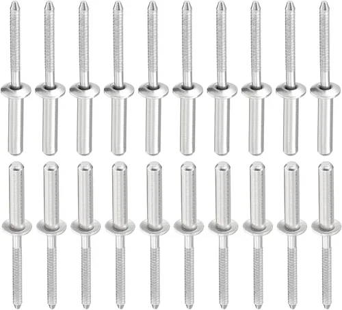 Miniatura 11 de DTGN Remaches ciegos de 0.126 in x 0.394 in (DxL) – Paquete de 50 – Bueno para la unión de maquinaria – Remache de extremo cerrado de cúpula