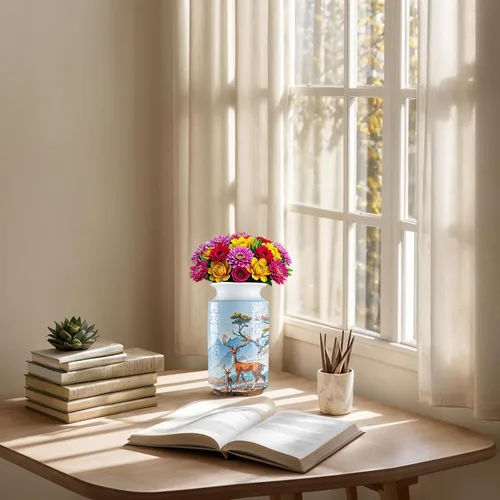Miniatura 6 de Jarrón de rompecabezas 3D para adultos, 162 piezas de plástico curvado único, regalo de inauguración de la casa para arreglos florales y decoración
