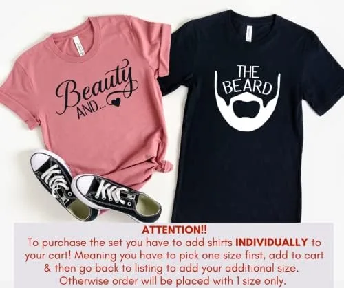 Miniatura 3 de Beauty And The Beard Couples Shirts, Cute Valentine Matching Outfits For Husband, Wife, Boyfriend, Girlfriend, Anniversary Gifts For Him and Her