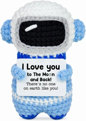 Regalos para él, su novio, novia, To My Love hechos a mano, positivo crochet astronauta, San Valentín, aniversario, día del padre, regalos de Te amo