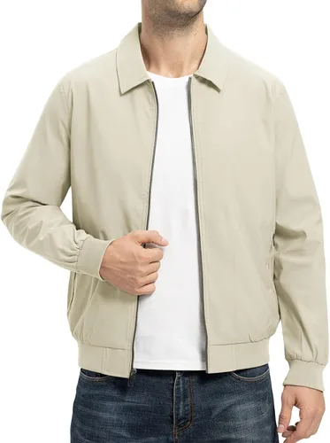 Miniatura 8 de TBMPOY Chaquetas ligeras para hombre, estilo casual, rompevientos, para hombre, chaqueta ligera de pista, cuello de tendido, abrigos de golf de otoño