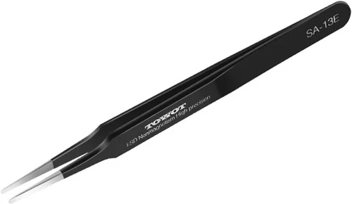 Miniatura 13 de TOWOT Juego de 5 pinzas de precisión, pinzas antiestáticas premium de acero inoxidable para manualidades, electrónica, soldadura, fabricación