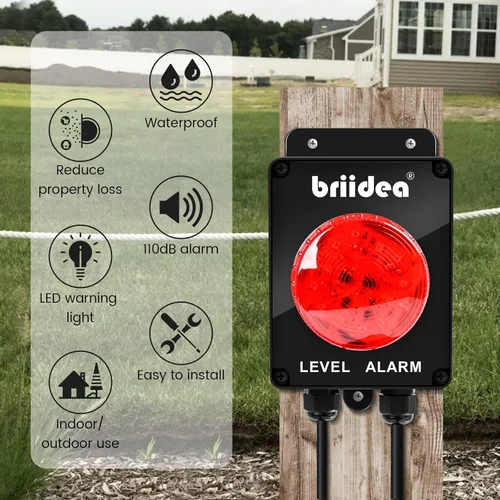 Miniatura 2 de briidea - Alarma de bomba de sumidero, alarma de tanque séptico de alta agua para interiores y exteriores con alarma fuerte de 110 dB e indicador