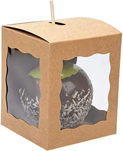 Miniatura 5 de Cajas de manzana de caramelo de 4 x 4 x 4 con agujero para palitos, paquete de 25, caja de regalo transparente para dulces, cupcakes, macarrones