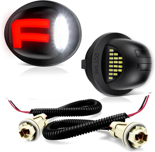 D-Lumina Luces LED para Placa de Matrícula Lámpara de Etiqueta Tira de Luz Roja en Forma de F con Arnés de Cableado de Enchufe para Ford F150 F250