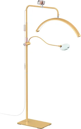 Miniatura 13 de AURELLE Half Moon Luz para Pestañas - Lámpara de Pie LED Ajustable para Pestañas con Lupa 4X y Soporte para Teléfono para Extensiones de Pestañas