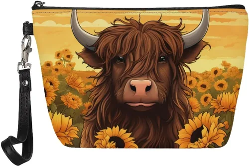 Miniatura 7 de Upetstory Bolsa de maquillaje de animales, bolso pequeño de cuero para cosméticos de viaje para niñas y mujeres, bolso de mano para lápiz labial