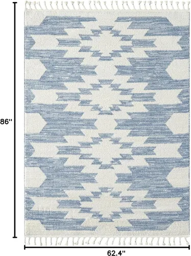Miniatura 2 de LUXE WEAVERS Ibiza Collection 8068 - Alfombra geométrica suroeste, color azul, 5 x 7