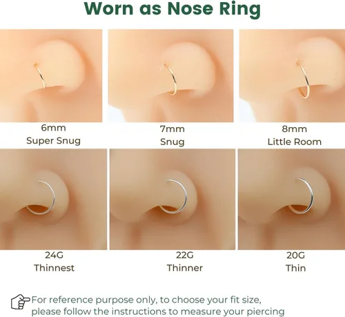 Miniatura 63 de Small Gold or Sterling Silver Huggie Hoop Earrings for Women Cartilage Nose Helix Tragus