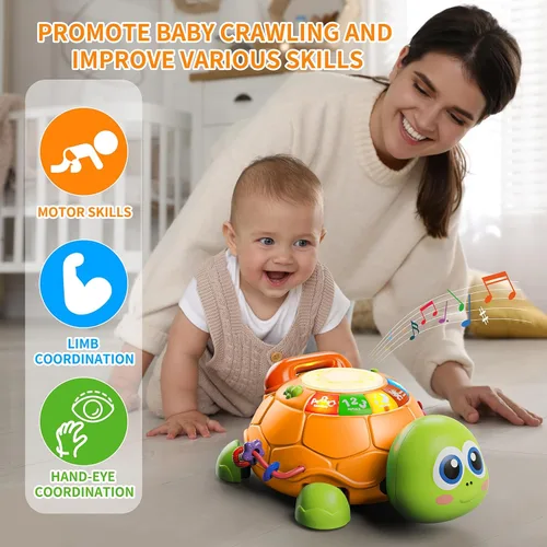 Miniatura 3 de Letapapa Juguetes para bebés de 6 a 12 meses, juguetes musicales de tortuga para bebés de 12 a 18 meses, juguete de gateo con luz y sonido, juguete
