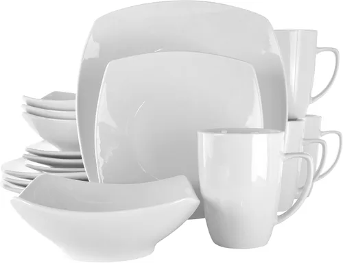 Miniatura 5 de Elama Marshall - Vajilla de porcelana de 16 piezas, color blanco Blanco - Ronda 1