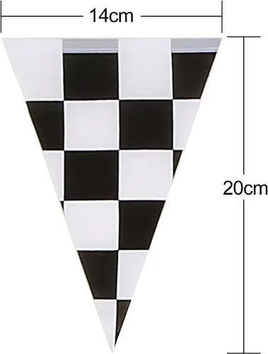 Miniatura 2 de Banderín a cuadros de 32.8 ft de banderín de carreras para fiesta, accesorio para decoración de fiesta de cumpleaños con temática de carreras