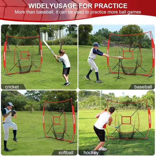 Miniatura 6 de BaseGoal Red de práctica de sóftbol de béisbol de 7 x 7 pies, respaldo de béisbol, con camiseta de bateo, para golpear lanzar, batear, atrapar