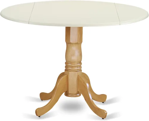 Miniatura 29 de East West Furniture DLT-BLK-T mesa de comedor redonda - con tapa redonda y 2 hojas desplegables y pata de pedestal, 42x29.5 pulgadas, acabado negro