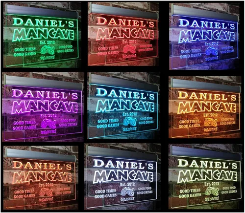 Miniatura 17 de ADVPRO - Cartel de neón para nombre y fecha personalizados, bar para hombres «Daniel´s», st4-x0012-tm Rojo