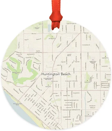 Miniatura 52 de Andaz Press Mapa de la ciudad de Estados Unidos redondo de madera natural MDF ornamento de Navidad, Akron, Ohio Vintage Mapa, 1 paquete, larga