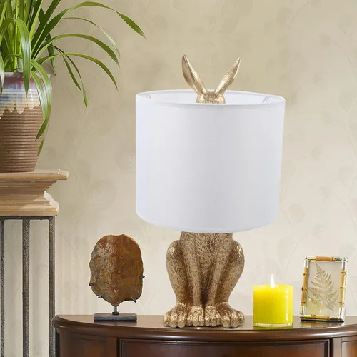 Miniatura 3 de Lámpara de conejo LED dorada moderna con bombilla E27, accesorios de iluminación de mesita de noche para oficina, sala de estar, comedor