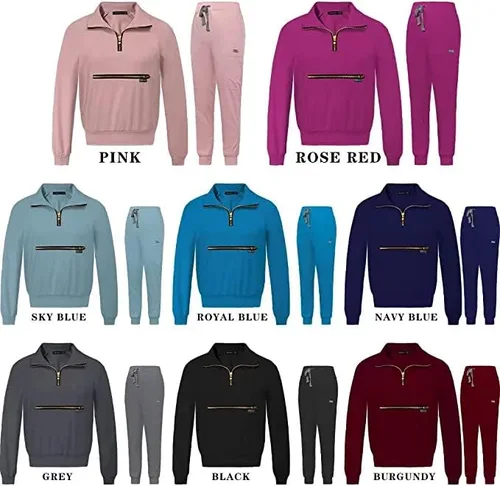 Miniatura 3 de niaahinn Conjunto de ropa quirúrgica para mujer, camiseta de manga larga y pantalones quirúrgicos, uniformes de trabajo de color sólido con bolsillos