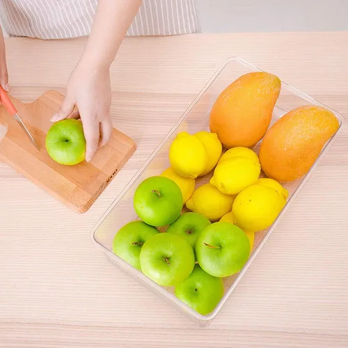 Miniatura 5 de SANNO Organizador de refrigerador de verduras, contenedores de alimentos con tapas, contenedores para refrigerador, alimentos, frutas, verduras
