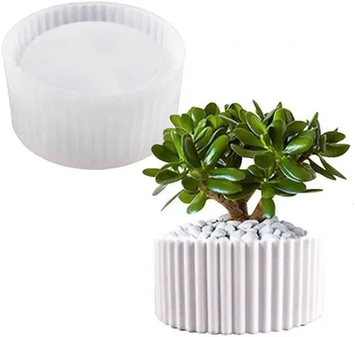 Molde de florero de silicona para resina epoxi, hormigón, arcilla, suculenta, plantador, tazón, vela, jabón, fundición Valla