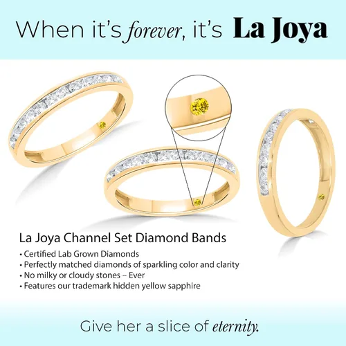 Miniatura 3 de La Joya 16 - 12 CT TW Certified Lab Created Diamond Channel Rings - Sparkling 10k Solid Gold Wedding Band Stackable Band Promise Ring and