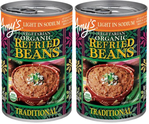 Miniatura 7 de Amy's Frijoles refritos orgánicos enlatados, frijoles tradicionales ligeros en sodio, veganos sin gluten y vegetarianos, 15.4 onzas (paquete de 12)