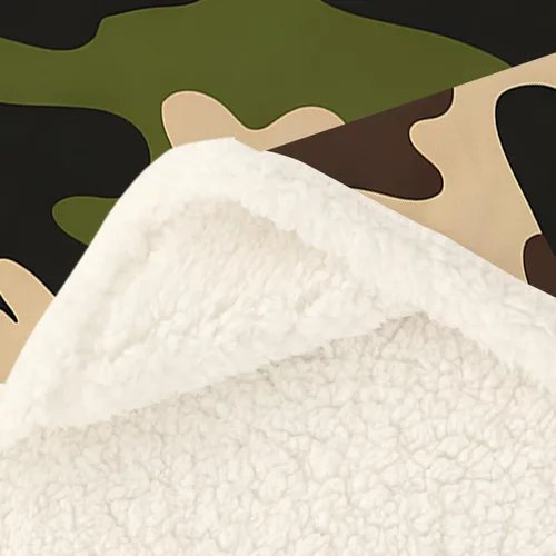 Miniatura 5 de Sleepwish Manta de forro polar de camuflaje verde para niños y niños, manta de sherpa de camuflaje marrón suave para sofá, silla, manta
