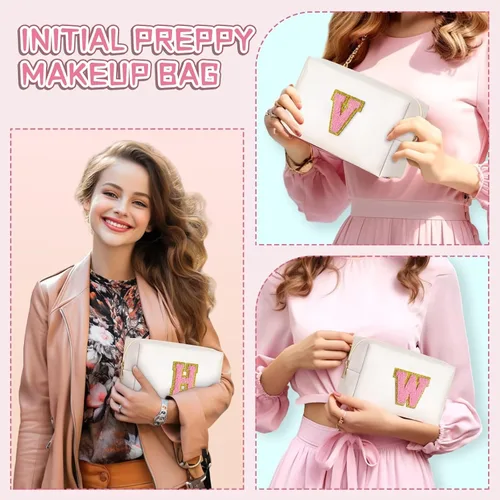 Miniatura 7 de TOPEAST - Bolso de maquillaje para mujer, G Blanco nacarado-rosa
