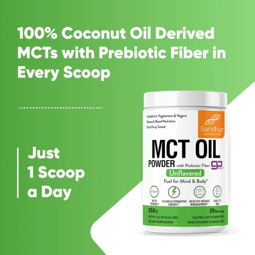 Miniatura 5 de Sandhu's MCT Aceite en polvo con fibra prebiótica 35 porciones Orgánico - Keto Combustible de ácidos grasos para cuerpo y cerebro 100%