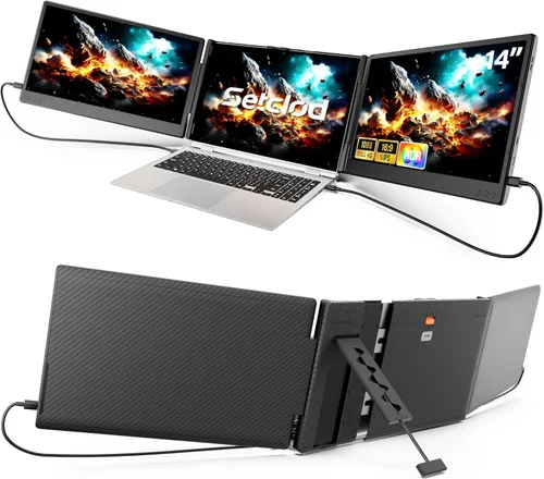 Setclod Monitor extensor de pantalla para portátil actualizado, pantalla IPS FHD de 14.1 pulgadas, 1080P FHD IPS, extensor de monitor para laptop,