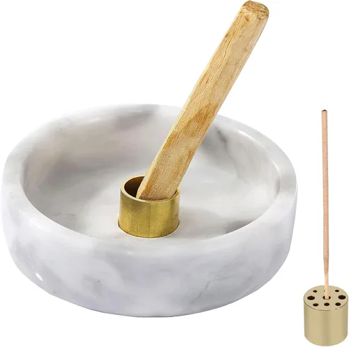 Miniatura 9 de Soporte Palo Santo, quemador de incienso de mármol natural para palitos de Palo Santo, hecho a mano, madera de palo de incienso (negro natural)