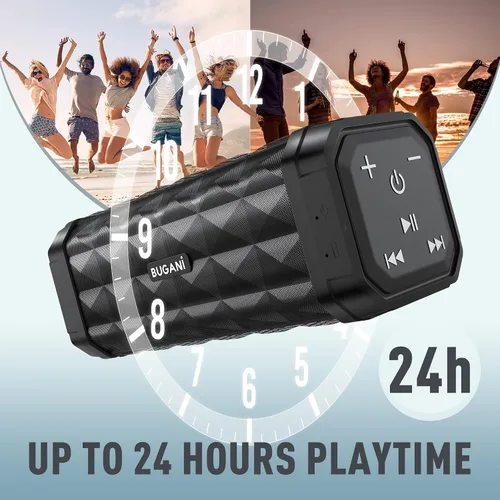 Miniatura 4 de BUGANI Altavoz Bluetooth M99 Bluetooth, mayor ruido, sonido estéreo, tiempo de reproducción de 24 horas, rango inalámbrico de 100 pies, IPX5
